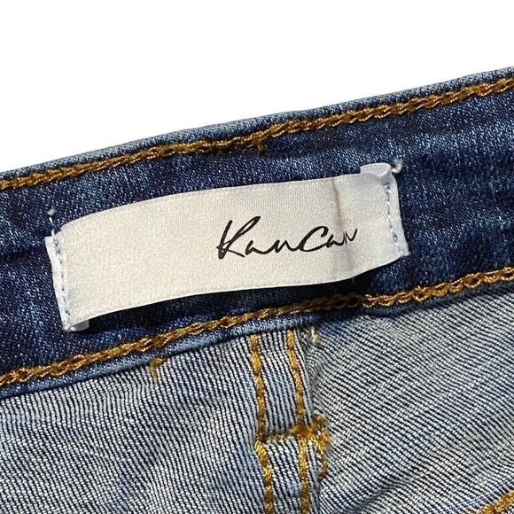 Kancan Leopard Pocket Frayed Distressed Denim Shorts Size Small - Picture 7 of 10